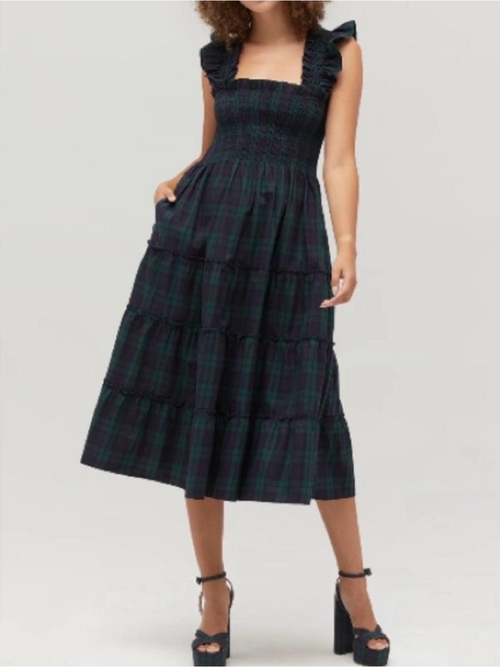Hill House Home Ellie Nap Dress In Black Watch Tartan Size XL
